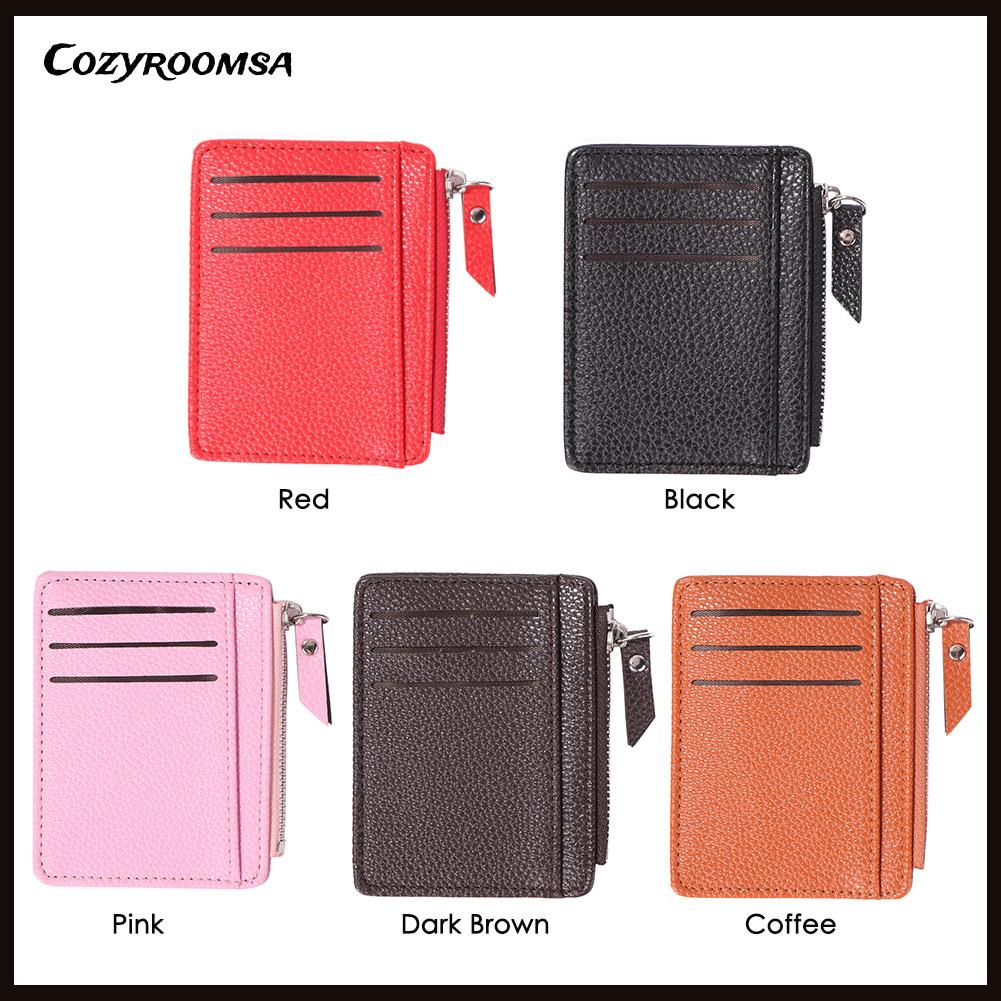 Ví da PU đựng tiền xu có khóa kéo phong cách cổ điển thời trang cho nữ