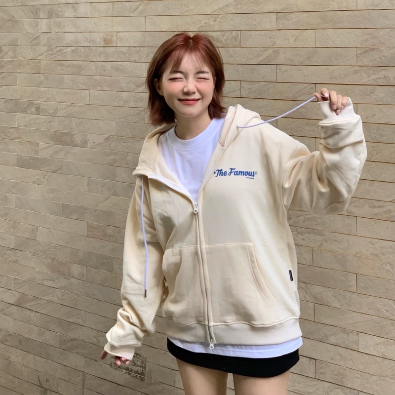 [Chính hãng] Áo khoác hoodie zip nỉ bông mỏng The Famous khoá kéo 1 chiều | BigBuy360 - bigbuy360.vn
