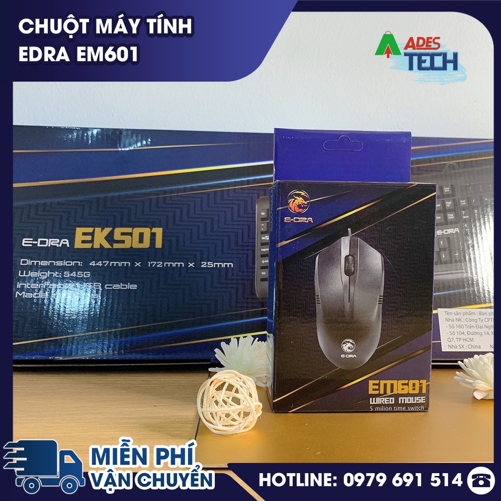 Chuột Máy Tính EDRA EM601 Dành Cho Văn Phòng, PC, Dàn Games Có Dây Bảo hành 12 tháng - CHÍNH HÃNG
