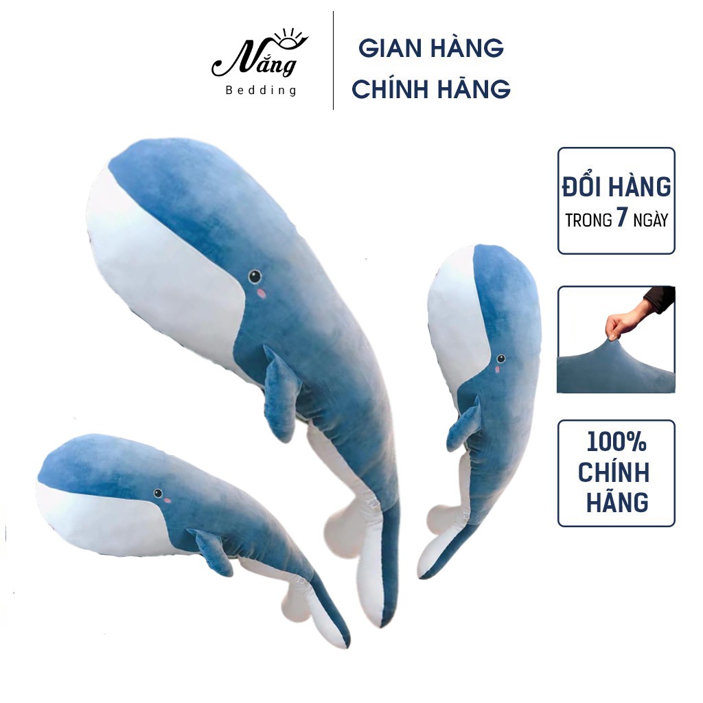 Gấu bông cá heo 1m5  vỏ bọc nỉ mềm mại ,  bông mịn siêu nảy chống xẹp