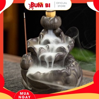Thác Khói Trầm Hương Gốm Cao Cấp Hoa Sen 1 Cá - Thác đốt Trầm Hương tỏa ngược
