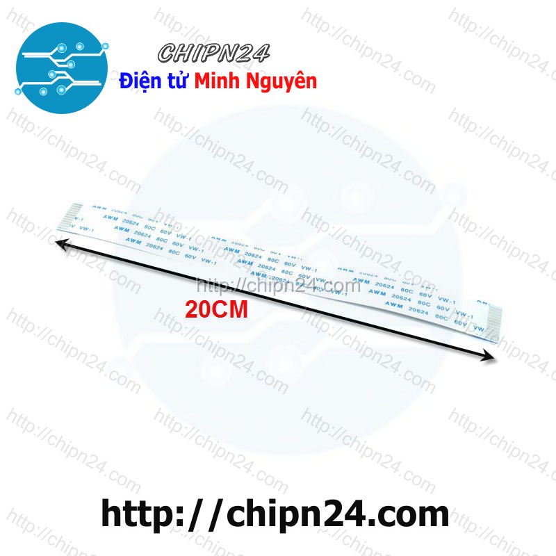 [1 SỢI] Cáp FPC/FFC 12P 1.0MM 20CM cùng chiều (Cáp AWM 20624 80C 60V VW-1)
