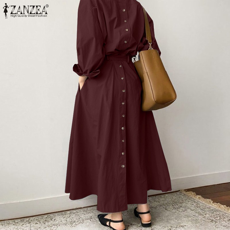 ZANZEA Đầm Maxi Tay Ngắn Thời Trang Cho Nữ | BigBuy360 - bigbuy360.vn