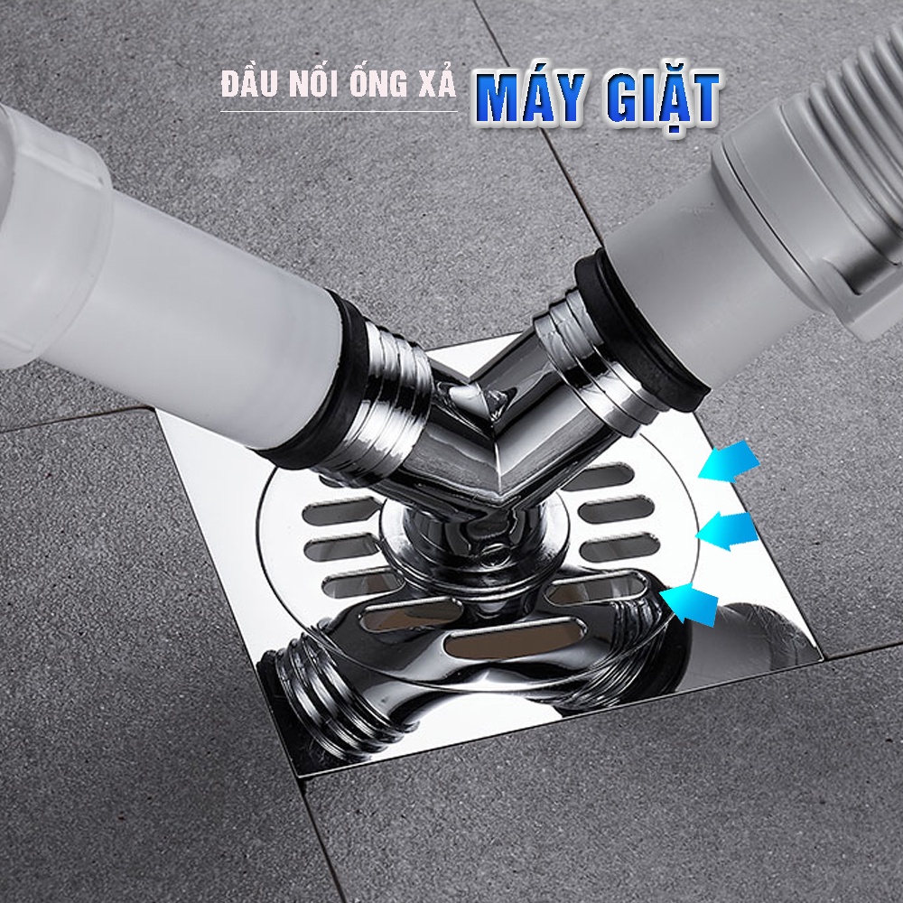 Đế phễu ga thoát sàn Inox có lỗ lắp cut chia thoát nước máy giặt Minh House