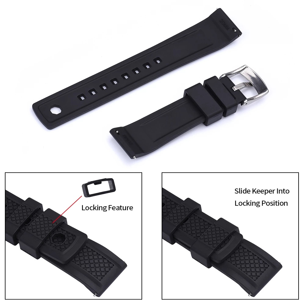 Dây Đeo Đồng Hồ Bằng Cao Su Mềm 20mm 22mm Chống Nước Nhiều Màu Sắc