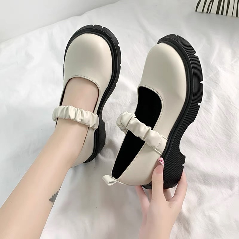 Giày Búp Bê Lolita 4 Cm Dây Chun Ôm Chân Phong Cách Hàn Quốc sẵn hàng qc