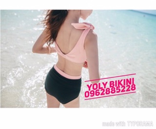 BIKINI HÀN QUỐC NƠ THẮT VAI HỒNG PASTEL
