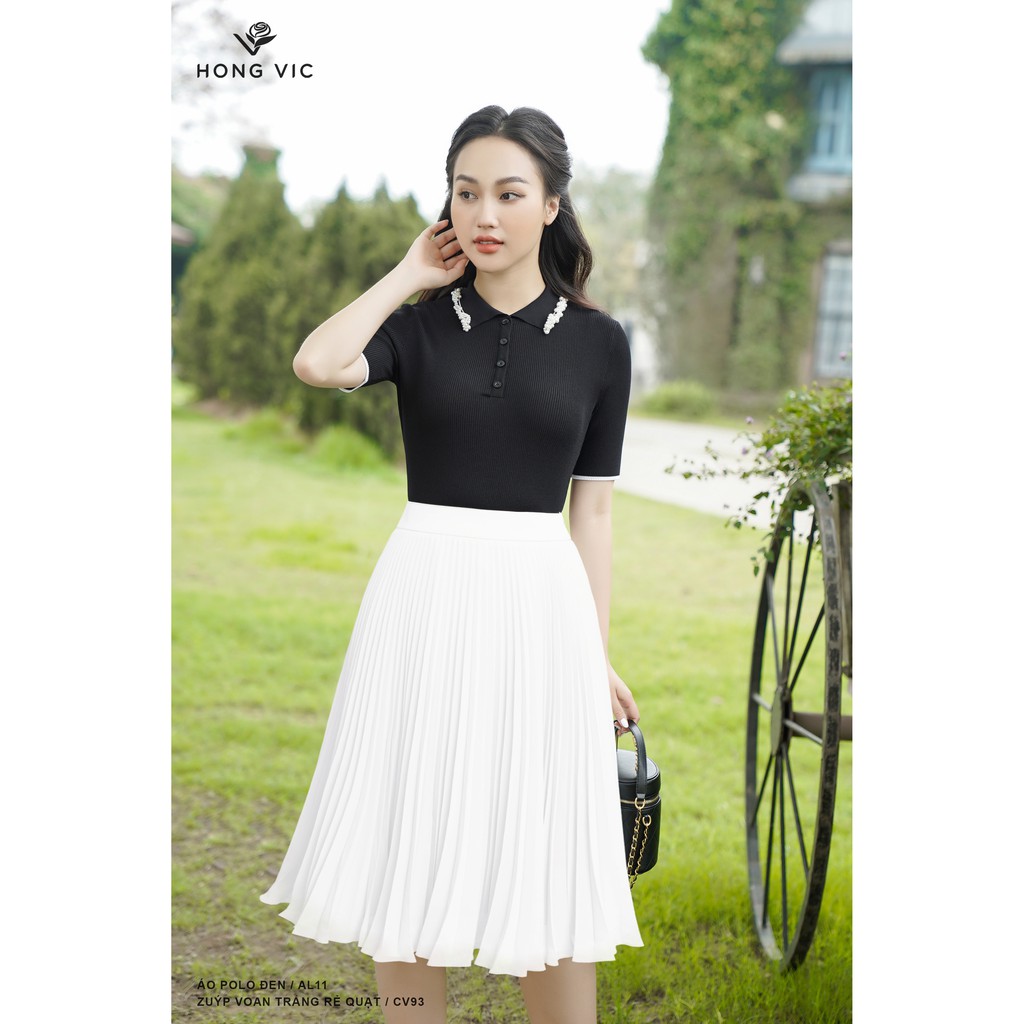 Áo polo nữ thiết kế Hongvic đen AL11