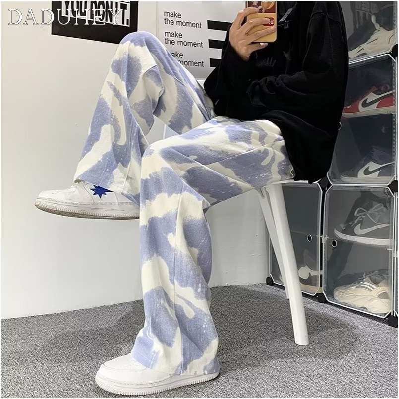 DaDuHey Autumn Loose Tide Tie-Dyed Street Casual Pants Men 2022 Camouflage Cargo Pants