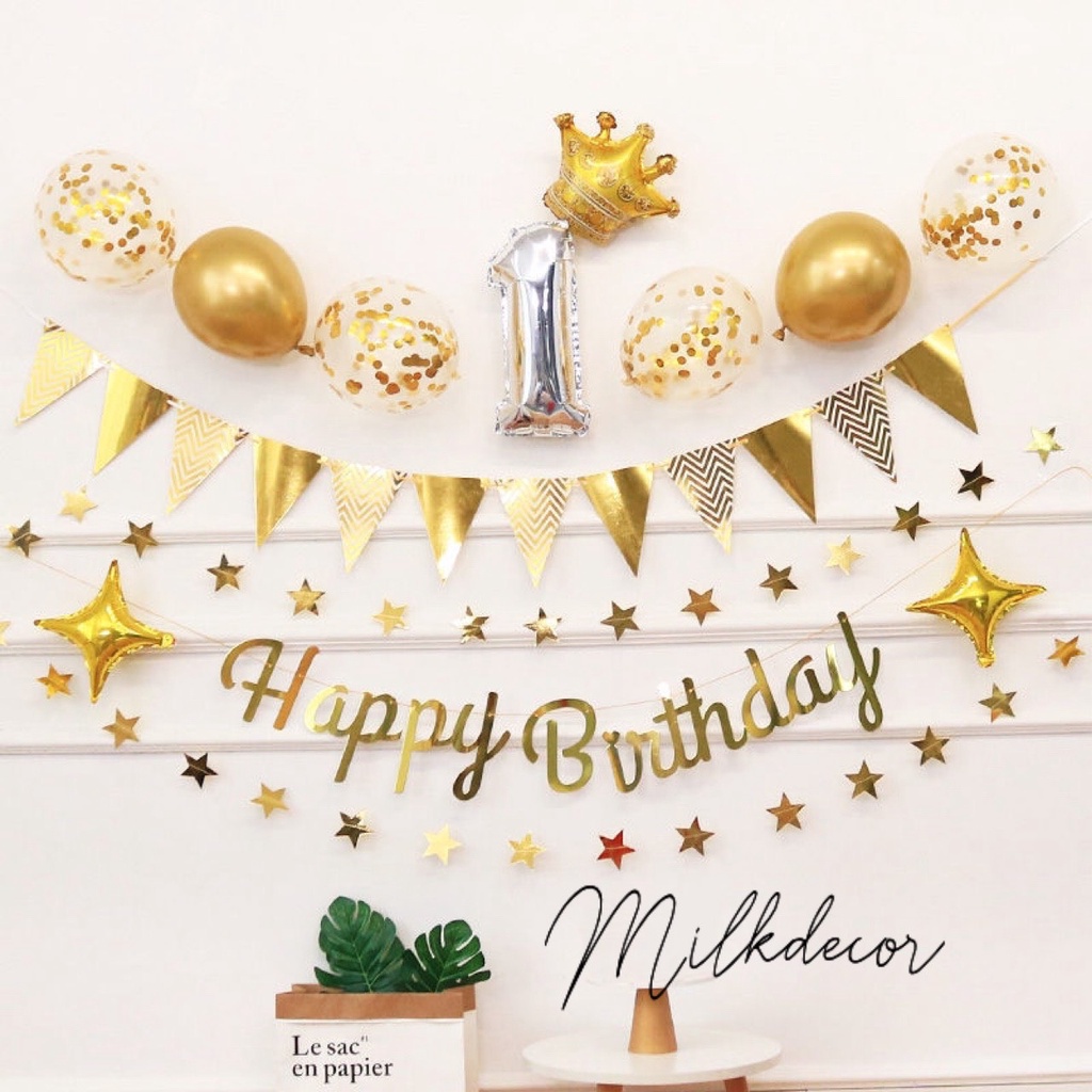 Set bóng bay trang trí sinh nhật đơn giản Stlyle Hàn Quốc HQAQ1