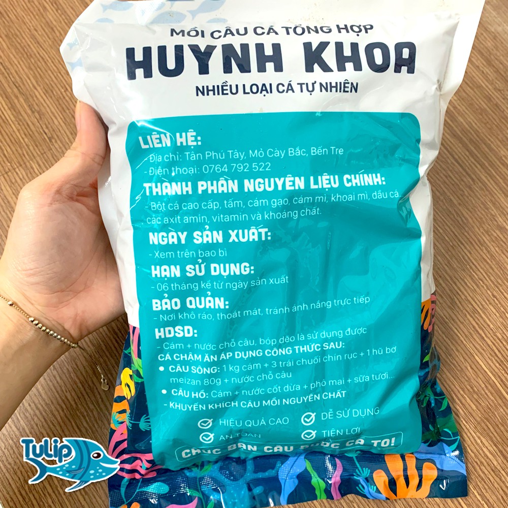 [TẶNG 5 KHÓA LINK] 2 Gói Cám Huỳnh Khoa Mẫu Mới ( Gói / 1KG ) -  Cám Câu Cá Tổng Hợp, Các Loại Cá Tra, Rô Phi, Chép,...