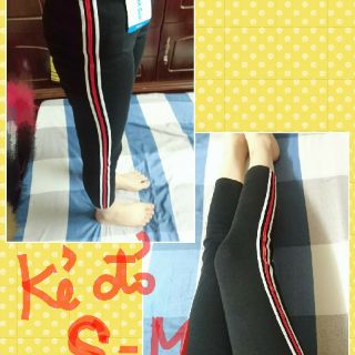 (Hình thật) Legging kẻ sọc hông
