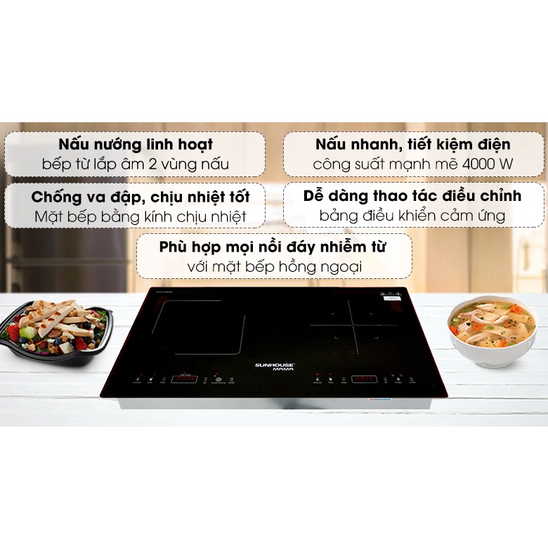 Bếp đôi điện từ hồng ngoại chính hãng SUNHOUSE MAMA SHB9100. Bảo hành 24 tháng