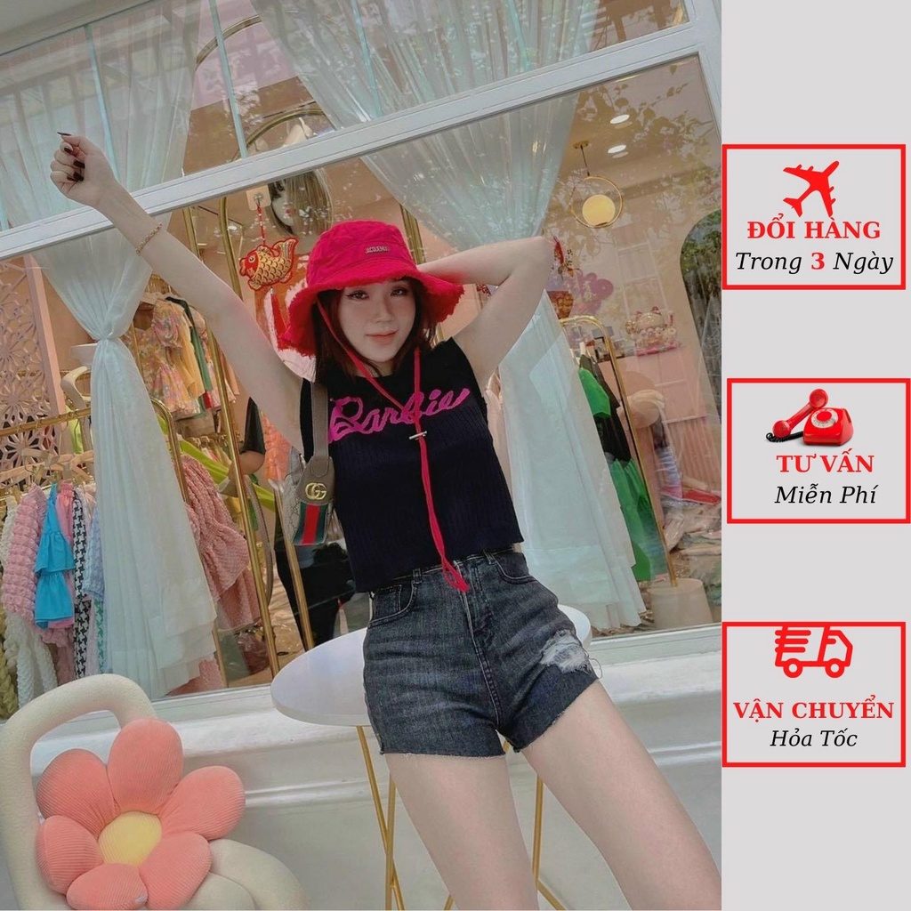 Áo len nữ croptop tay hến sát nách tiểu thư bánh bèo ulzzang Hàn Quốc