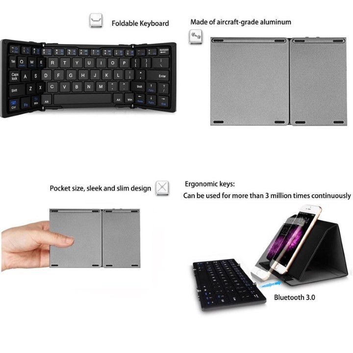 Bàn Phím Không Dây Mini Gấp Gọn Bluetooth Tích Hợp Bàn Di Chuột Touchpad B033