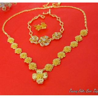 bộ trang sức cưới hoa cao cấp dát vàng 9999