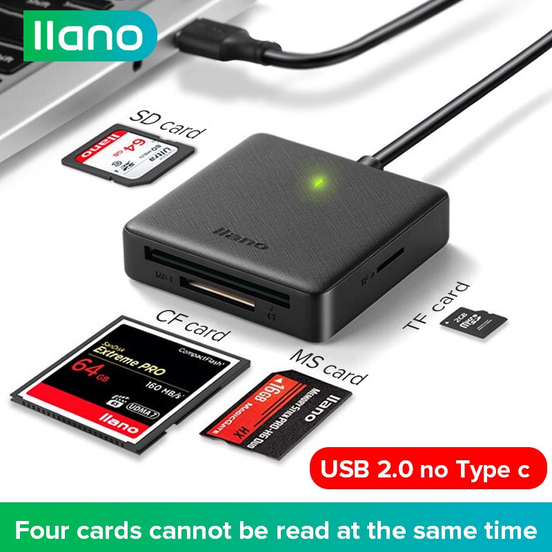 Đầu đọc thẻ nhớ LLANO cổng USB 3.1 type c 512g 4 trong 1 có thể đọc dữ liệu cho sd / tf / ms / cf cùng một lúc