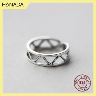 Nhẫn Bạc 925 Hanada Zig Zag Xi Đen 1152