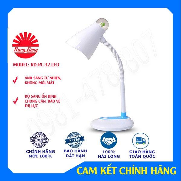 Đèn học chống cận, bảo vệ thị lực, LED Rạng Đông RD-RL-32 LED, bảo hành 2 năm