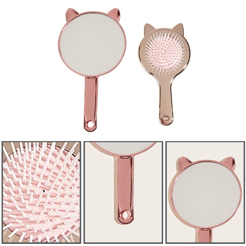 Youyo Bộ Gương Lược Chải Massage Da Đầu Tạo Kiểu Tóc Mèo Dễ Thương Cho Nữ YOUYO