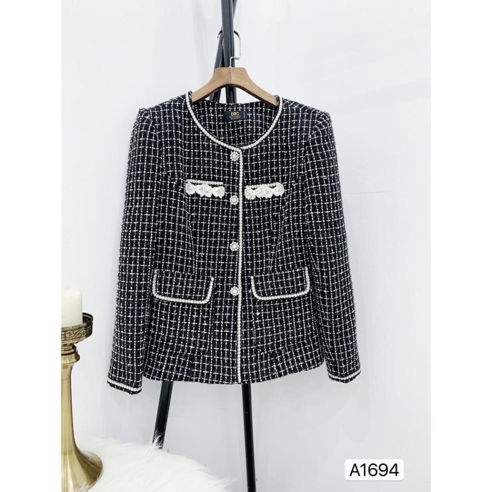 Áo dạ caro đen trắng A1694 - ĐẸP SHOP DVC ( Ảnh mẫu và ảnh trải sàn do shop tự chụp )
