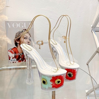Sandal nữ gót vuông quai trong đế hoa 17P - Sandal nữ Sandal cao gót 17P Chile