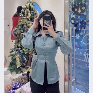 🌈 ÁO SƠ MI LỤA VAI BỒNG NÚT BỌC NƠ SAU LƯNG💥