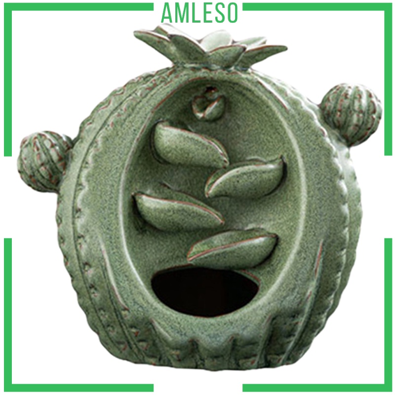 [AMLESO] Creative Cactus Incense Burner Ceramic Censer Incense Holder Home Decor