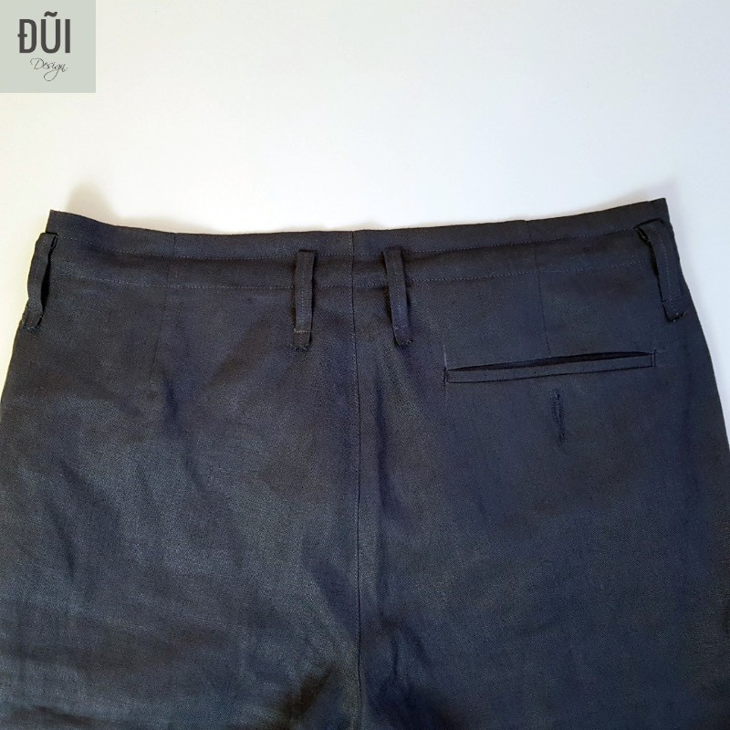 Quần đũi nam cạp liền ống côn dài xanh đen