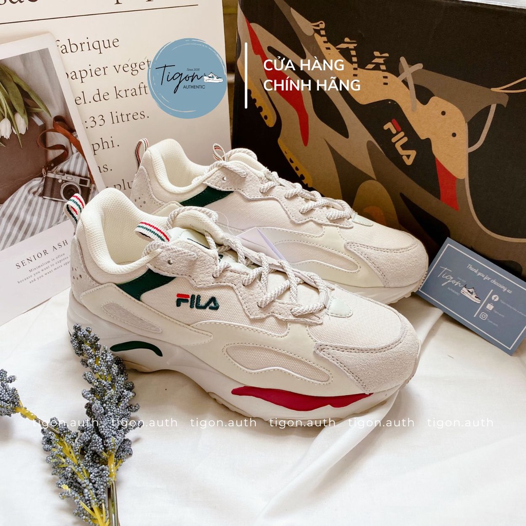Giày thể thao chính hãng,  Giày thể thao nữ Fila Ray Tracer White Red  Tigon.auth