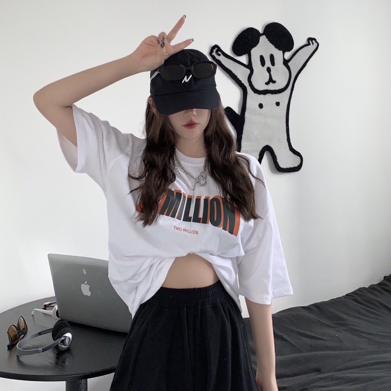 Áo thun phông nam nữ PINK tay lỡ form rộng 2 MILLION Unisex