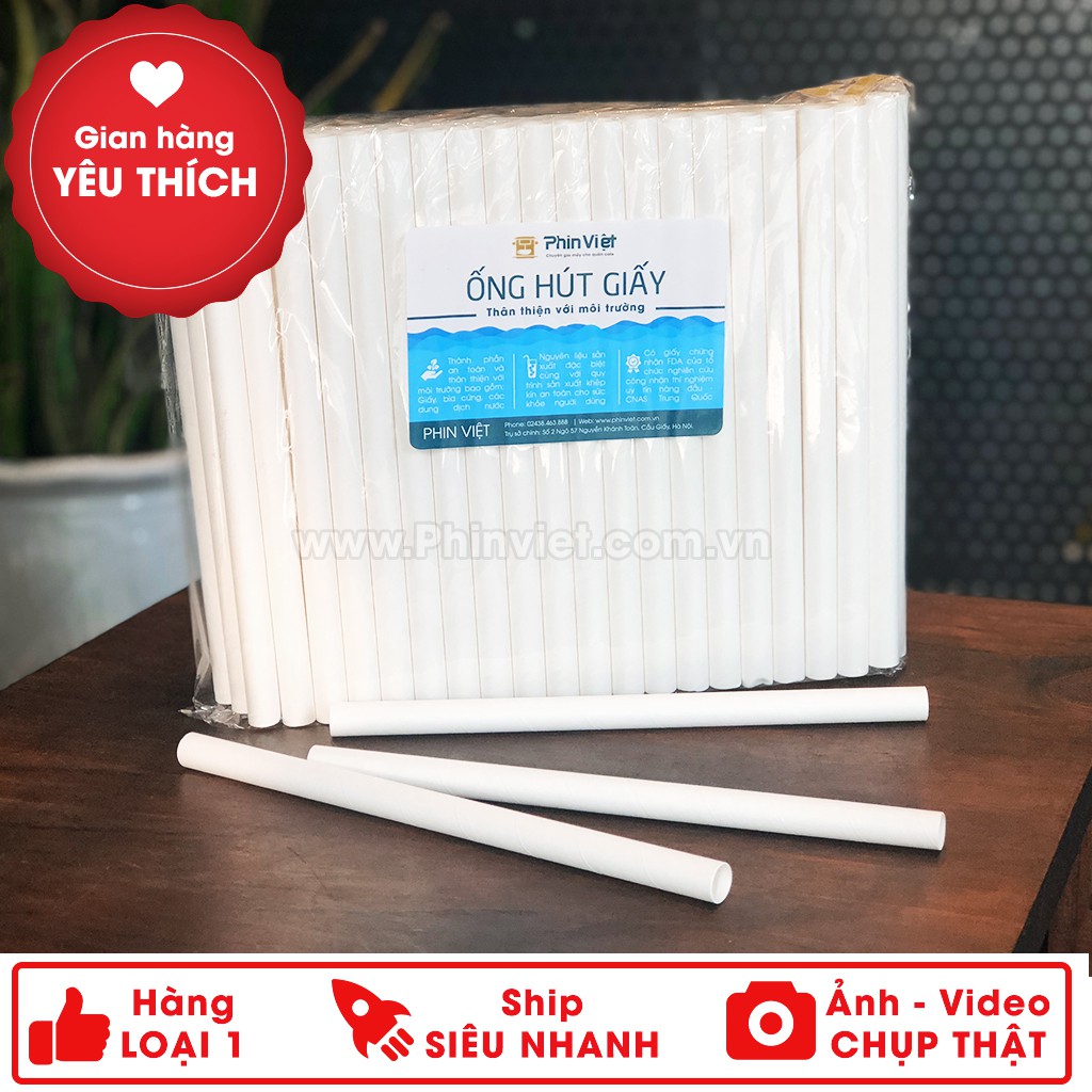 100 ống hút giấy trà sữa, sinh tố, nước mía an toàn giá rẻ - Dụng cụ pha chế