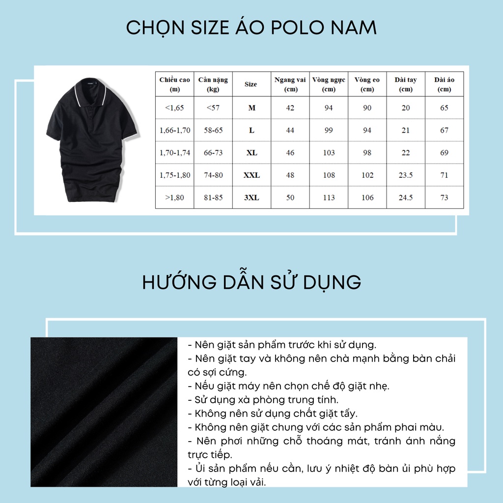 Áo polo nam ADINO màu đen phối viền vải cotton co giãn dáng công sở slimfit trẻ trung AP70