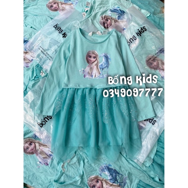 Váy Thu Tutu Bé Gái Elsa Xanh Trời HaM