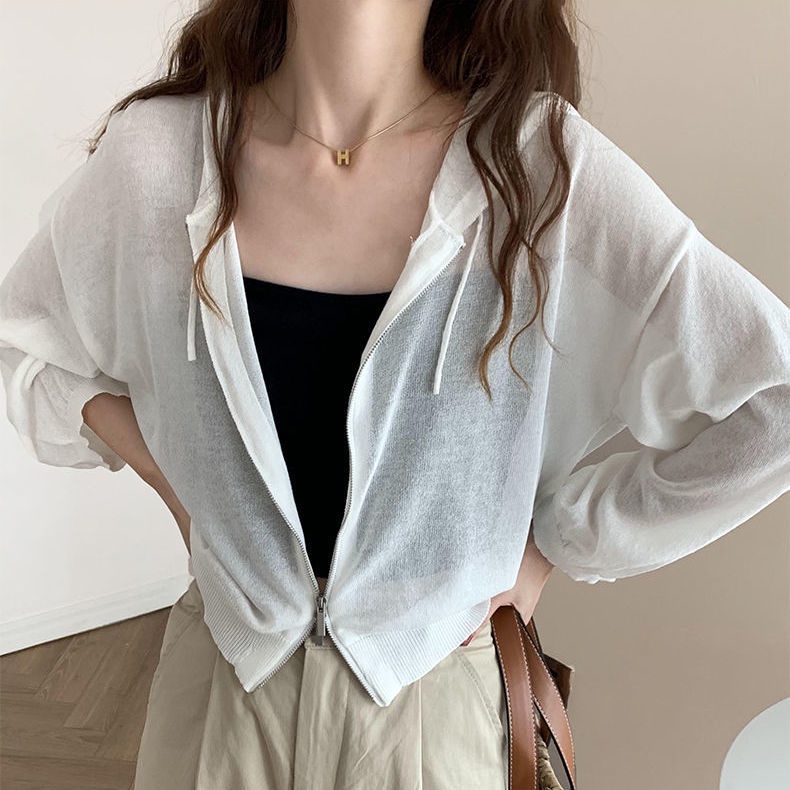 [LININ] Áo Khoác Cardigan Dáng Rộng Mỏng Chống Nắng Chống Tia Cực Tím Có Dây Kéo Đôi Kích Thước Lớn Phong Cách Mới Mùa Hè Cho Nữ
