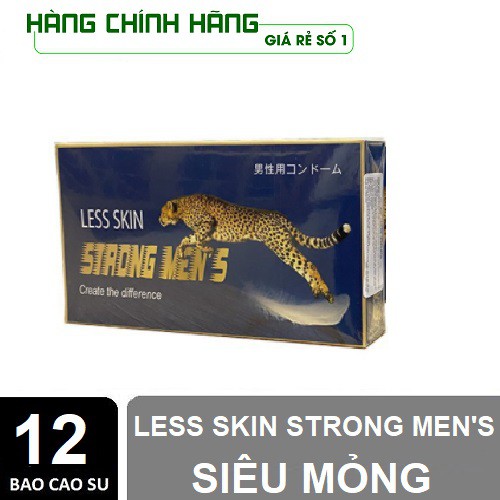 [DEAL SỐC] [HÀNG CHÍNH HÃNG] Bao cao su Nhật Bản siêu mỏng Strongmen's Less Skin, Hộp 12 bao_ Siêu mỏng vô hình,mềm mại