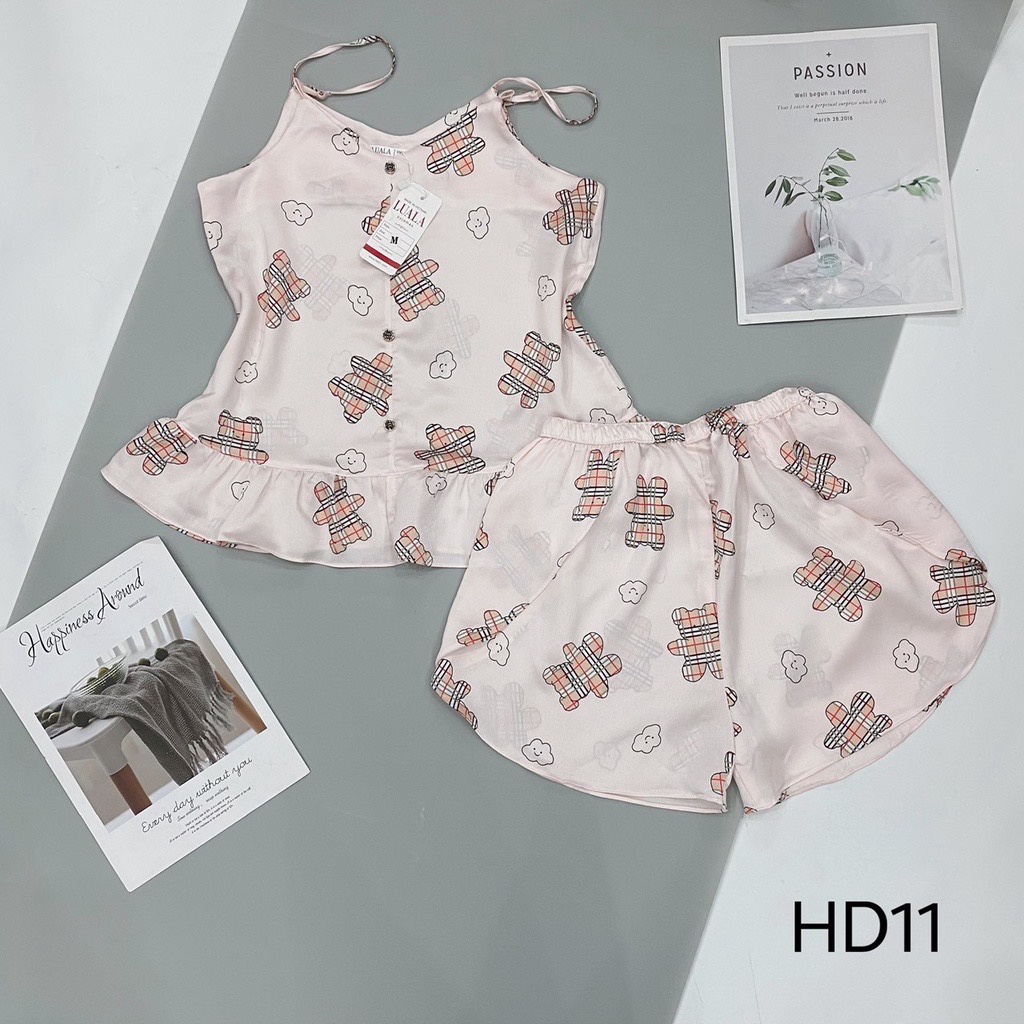 Bộ ngủ hai dây quần đùi chất lụa mịn mát