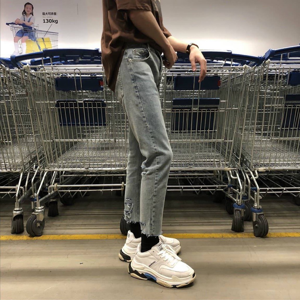 Quần Jean Nam- Quần Baggy Thời Trang Cao cấp - jean nam nữ( xám lả lai cắt sau) | BigBuy360 - bigbuy360.vn