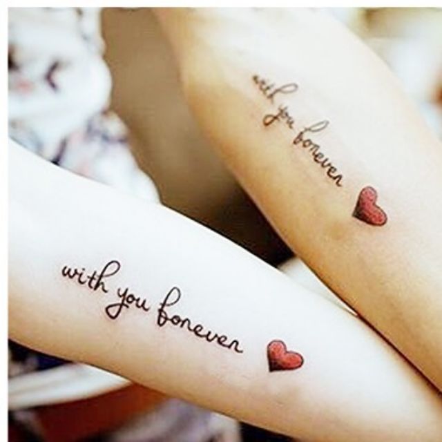 Hình xăm tatoo chữ with you forever h014. Xăm dán tatoo mini tạm thời, size &lt;10x6cm