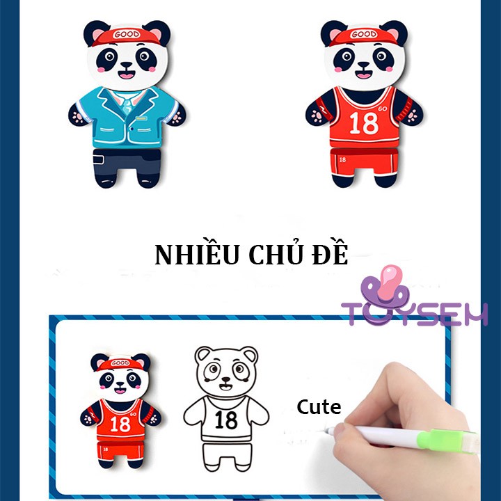 Đồ chơi trẻ em hộp ghép tranh nam châm gỗ toysem bộ xếp hình kèm bảng vẽ cho bé tập học - Quà tặng sinh nhật cho bé