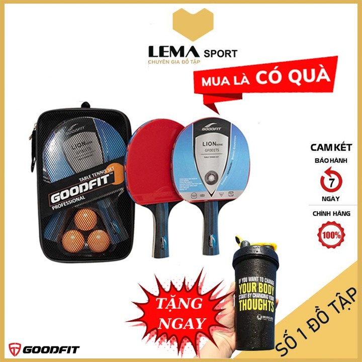 Bộ 2 vợt bóng bàn tặng kèm 3 bóng GoodFit GF001TS - Lema Sport