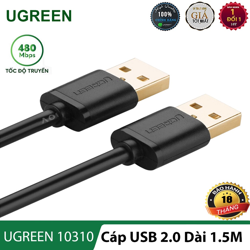 Dây cáp USB 2.0 l Hai đầu đực l UGREEN 10310