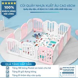 Quây cũi nhựa bé gái hồng trắng Bambi Kids, xuất Âu, hàng sẵn