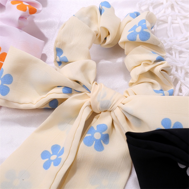 Dây Buộc Tóc Ruy Băng Thắt Nơ In Họa Tiết Hoa Xinh Xắn Thời Trang Cho Nữ