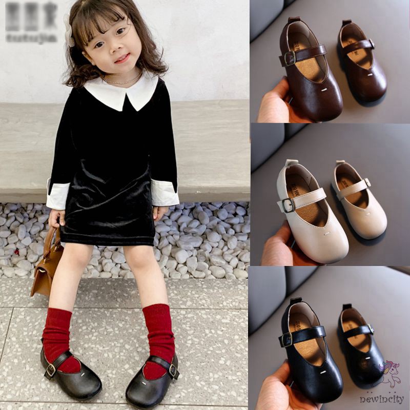 Giày Mềm Mại Màu Trơn Theo Phong Cách Hàn Quốc Đáng Yêu Cho Bé Gái