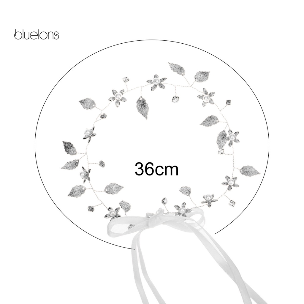 Băng Đô Cài Tóc Đính Ngọc Trai Nhân Tạo Hình Hoa Lá Cho Cô Dâu