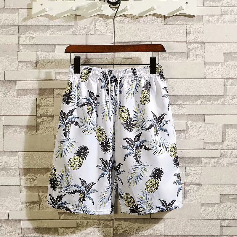 Men's Fashion Pineapple Printed Short Sleeve Shirt+Short Sleeve Shirt Set