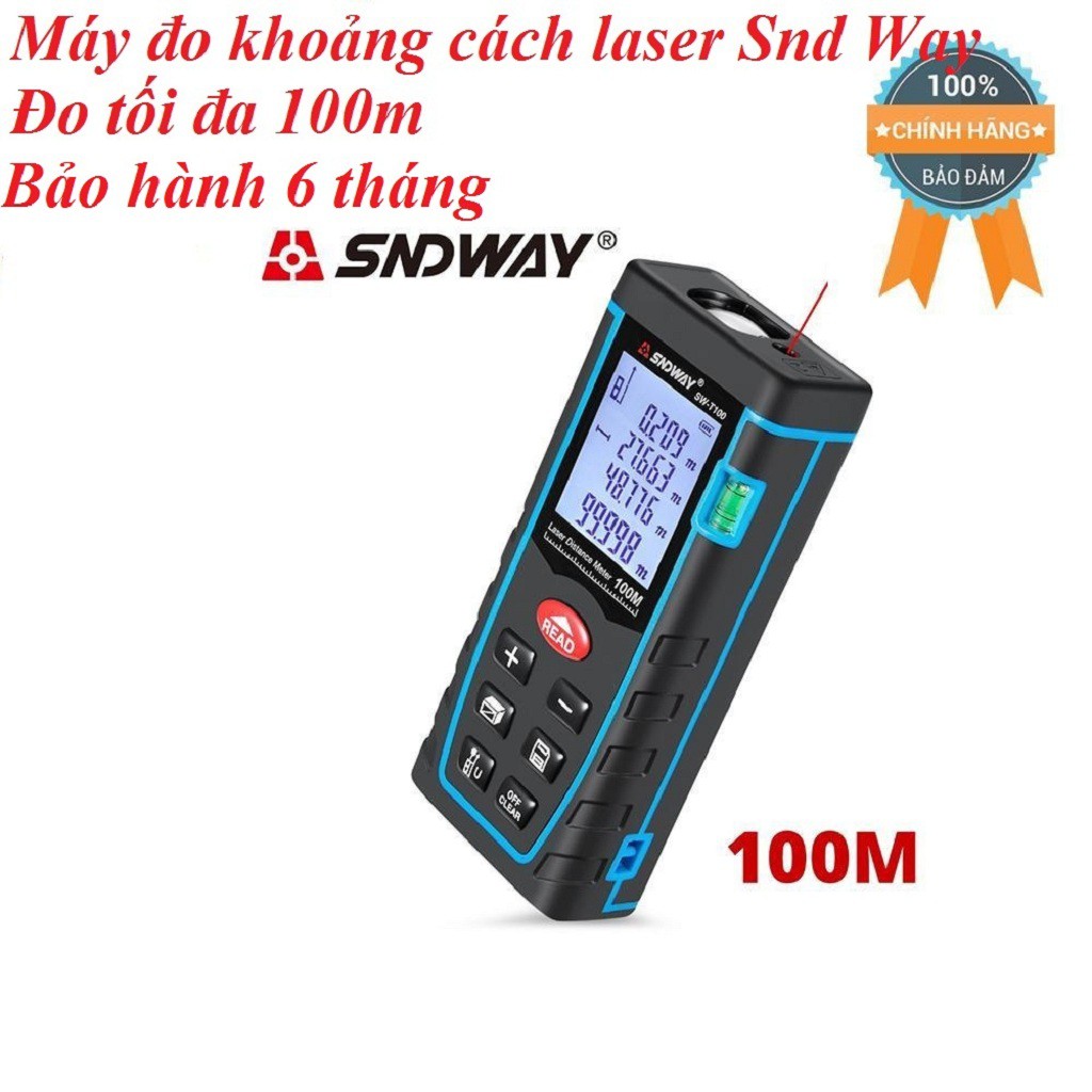 {Giá Tốt} Máy Đo Khoảng Cách Bằng Laser Sndway SW-M100; Thước Đo Khoảng Cách SND WAY Laze Đo Tối Đa 100M