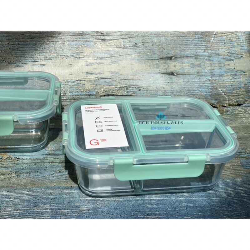 Hộp thủy tinh chia 2 ngăn, 3 ngăn chịu nhiệt Lock&Lock Glass Food Container LLG456 [600ML] LLG457 [860ML] LLG458 [1040ML