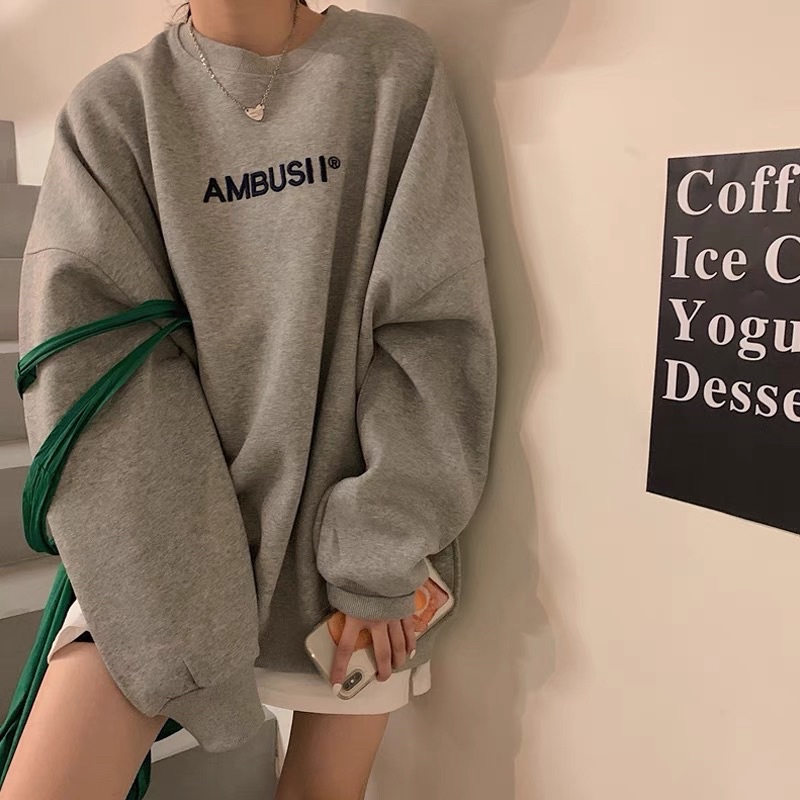 Áo sweater dày dặn AMBUSII, áo nỉ bông nam nữ chất đẹp thời trang giá tốt - Aothunx2